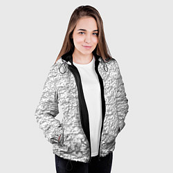 Куртка с капюшоном женская Мятая блестящая поверхность, цвет: 3D-черный — фото 2