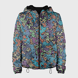 Куртка с капюшоном женская Галлюциногенные узоры, цвет: 3D-черный