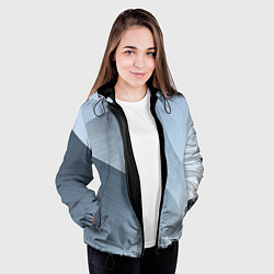 Куртка с капюшоном женская Абстрактная геометрическая серебряная постройка, цвет: 3D-черный — фото 2