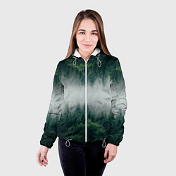Куртка с капюшоном женская ЗЕРКАЛЬНЫЙ ТУМАННЫЙ ЛЕС, цвет: 3D-белый — фото 2