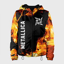 Куртка с капюшоном женская Metallica и пылающий огонь, цвет: 3D-черный