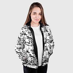 Куртка с капюшоном женская Черно белый абстрактный модный узор, цвет: 3D-черный — фото 2