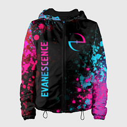 Куртка с капюшоном женская Evanescence - neon gradient: символ и надпись верт, цвет: 3D-черный