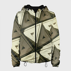 Куртка с капюшоном женская 3D иллюзия-пирамиды, цвет: 3D-черный