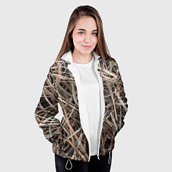 Куртка с капюшоном женская Обычная высохшая трава - авангард, цвет: 3D-белый — фото 2