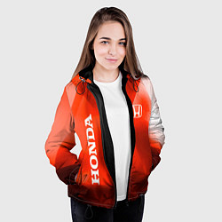 Куртка с капюшоном женская Honda - красная абстракция, цвет: 3D-черный — фото 2