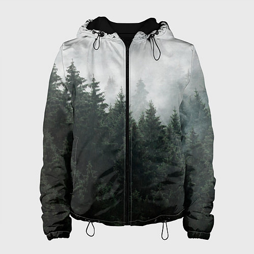 Женская куртка Туманный хвойный лес / 3D-Черный – фото 1