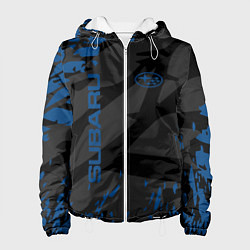 Куртка с капюшоном женская Subaru - следы шин, цвет: 3D-белый