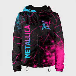 Куртка с капюшоном женская Metallica - neon gradient: символ и надпись вертик, цвет: 3D-черный