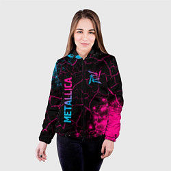 Куртка с капюшоном женская Metallica - neon gradient: символ и надпись вертик, цвет: 3D-черный — фото 2