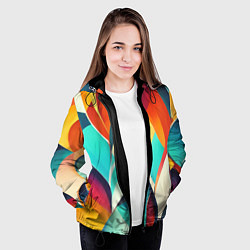 Куртка с капюшоном женская Красивые многоцветные узоры, цвет: 3D-черный — фото 2