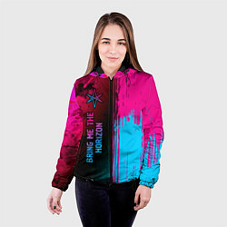 Куртка с капюшоном женская Bring Me the Horizon - neon gradient: по-вертикали, цвет: 3D-черный — фото 2