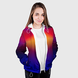 Куртка с капюшоном женская Красно-синий градиентный узор, цвет: 3D-белый — фото 2