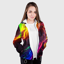Куртка с капюшоном женская Neon rainbow lava, цвет: 3D-белый — фото 2