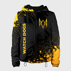 Куртка с капюшоном женская Watch Dogs - gold gradient: надпись, символ, цвет: 3D-черный