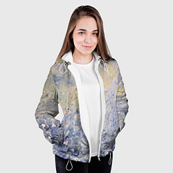 Куртка с капюшоном женская Абстрактное множество мазков серой краски, цвет: 3D-белый — фото 2