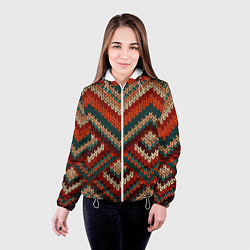 Куртка с капюшоном женская Вязаная ткань - текстура, цвет: 3D-белый — фото 2