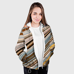 Куртка с капюшоном женская Colored wavy lines, цвет: 3D-белый — фото 2