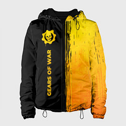 Куртка с капюшоном женская Gears of War - gold gradient: по-вертикали, цвет: 3D-черный