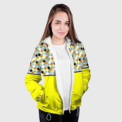 Куртка с капюшоном женская Желтый неоновый комбинированный узор, цвет: 3D-белый — фото 2