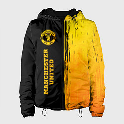 Куртка с капюшоном женская Manchester United - gold gradient: по-вертикали, цвет: 3D-черный