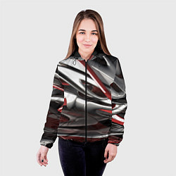 Куртка с капюшоном женская Блестящие фигуры, цвет: 3D-черный — фото 2