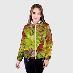 Куртка с капюшоном женская Осенние листья клёна - паттерн, цвет: 3D-белый — фото 2