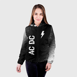 Куртка с капюшоном женская AC DC glitch на темном фоне: надпись, символ, цвет: 3D-черный — фото 2