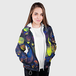 Куртка с капюшоном женская Неоновые светящиеся камни, цвет: 3D-белый — фото 2