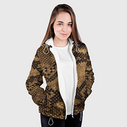Куртка с капюшоном женская Кожа питона - fashion 2028, цвет: 3D-белый — фото 2