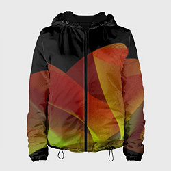 Куртка с капюшоном женская Абстрактная ассиметричная оранжевая волна, цвет: 3D-черный