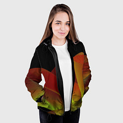 Куртка с капюшоном женская Абстрактная ассиметричная оранжевая волна, цвет: 3D-черный — фото 2