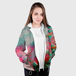Куртка с капюшоном женская Абстрактные переливающиеся краски, цвет: 3D-белый — фото 2