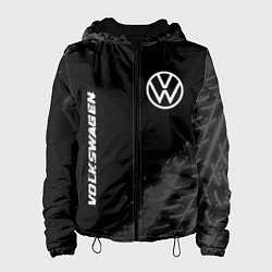Куртка с капюшоном женская Volkswagen speed на темном фоне со следами шин: на, цвет: 3D-черный