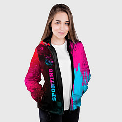Куртка с капюшоном женская Sporting - neon gradient: по-вертикали, цвет: 3D-черный — фото 2