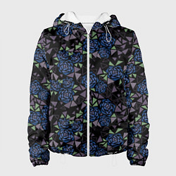 Куртка с капюшоном женская Мозаичный геометрический узор Розы, цвет: 3D-белый