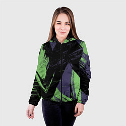 Куртка с капюшоном женская Цветные Абстрактные Линии, цвет: 3D-черный — фото 2