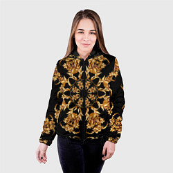 Куртка с капюшоном женская Золотая гжель солнечный цветок, цвет: 3D-черный — фото 2