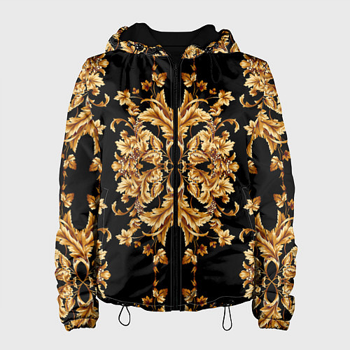 Женская куртка Золотая гжель модные цветы / 3D-Черный – фото 1