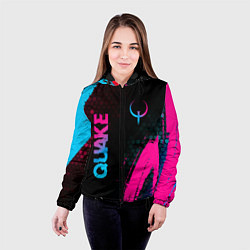 Куртка с капюшоном женская Quake - neon gradient: надпись, символ, цвет: 3D-черный — фото 2