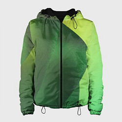 Куртка с капюшоном женская Зелёные абстрактные волны, цвет: 3D-черный