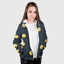 Куртка с капюшоном женская Грусть смайла, цвет: 3D-белый — фото 2