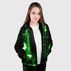 Куртка с капюшоном женская Зелёный программный код, цвет: 3D-черный — фото 2