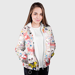 Куртка с капюшоном женская Skzoo Jinniret pattern cartoon avatar, цвет: 3D-белый — фото 2