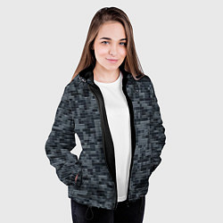 Куртка с капюшоном женская Пиксельный паттерн - минимализм, цвет: 3D-черный — фото 2