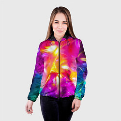 Куртка с капюшоном женская Цветные огни в ночи, цвет: 3D-черный — фото 2