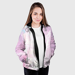 Куртка с капюшоном женская Розовые облака на голубом небе, цвет: 3D-черный — фото 2
