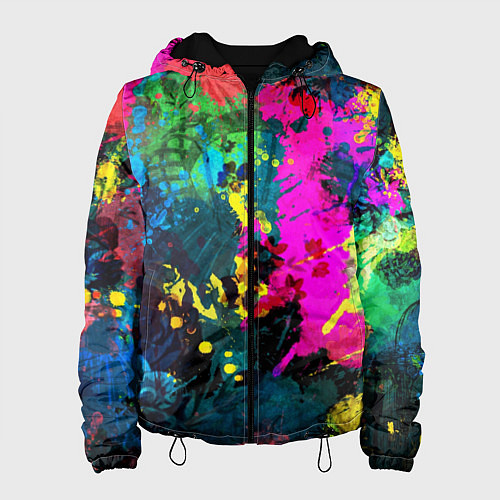 Женская куртка Разноцветные кляксы красов / 3D-Черный – фото 1