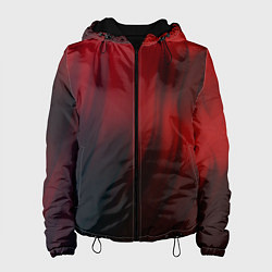 Куртка с капюшоном женская Красные абстрактные волны во тьме, цвет: 3D-черный