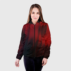 Куртка с капюшоном женская Красные абстрактные волны во тьме, цвет: 3D-черный — фото 2